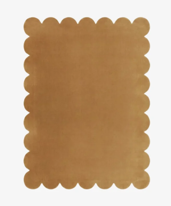 Thumbnail view of the rectangular Desert Dune Hand Tufted Wool Rug featuring a wavy scalloped border in a warm sandy brown tone.