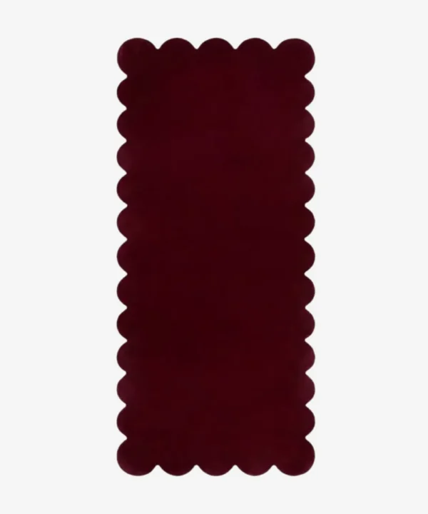 Ruby Ember Runner Rug Scalloped Edge