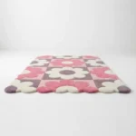 Rosette Blocks Pink And Purple Scalloped Rug