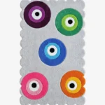 Silver Gypsy Eye Hand Tufted Wool Rug Flat Lay