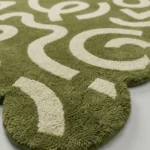 Verdant Script Green Abstract Area Rug