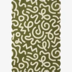 Verdant Script Hand Tufted Wool Rug Flat Lay