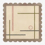 Top down view of the Clay Trace Square rug featuring a warm earthy clay background with delicate linear trace patterns in high-quality wool, designed in a classic square shape.