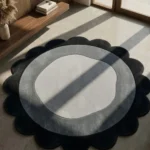 Perspective view of the circular Noctra Orb rug.